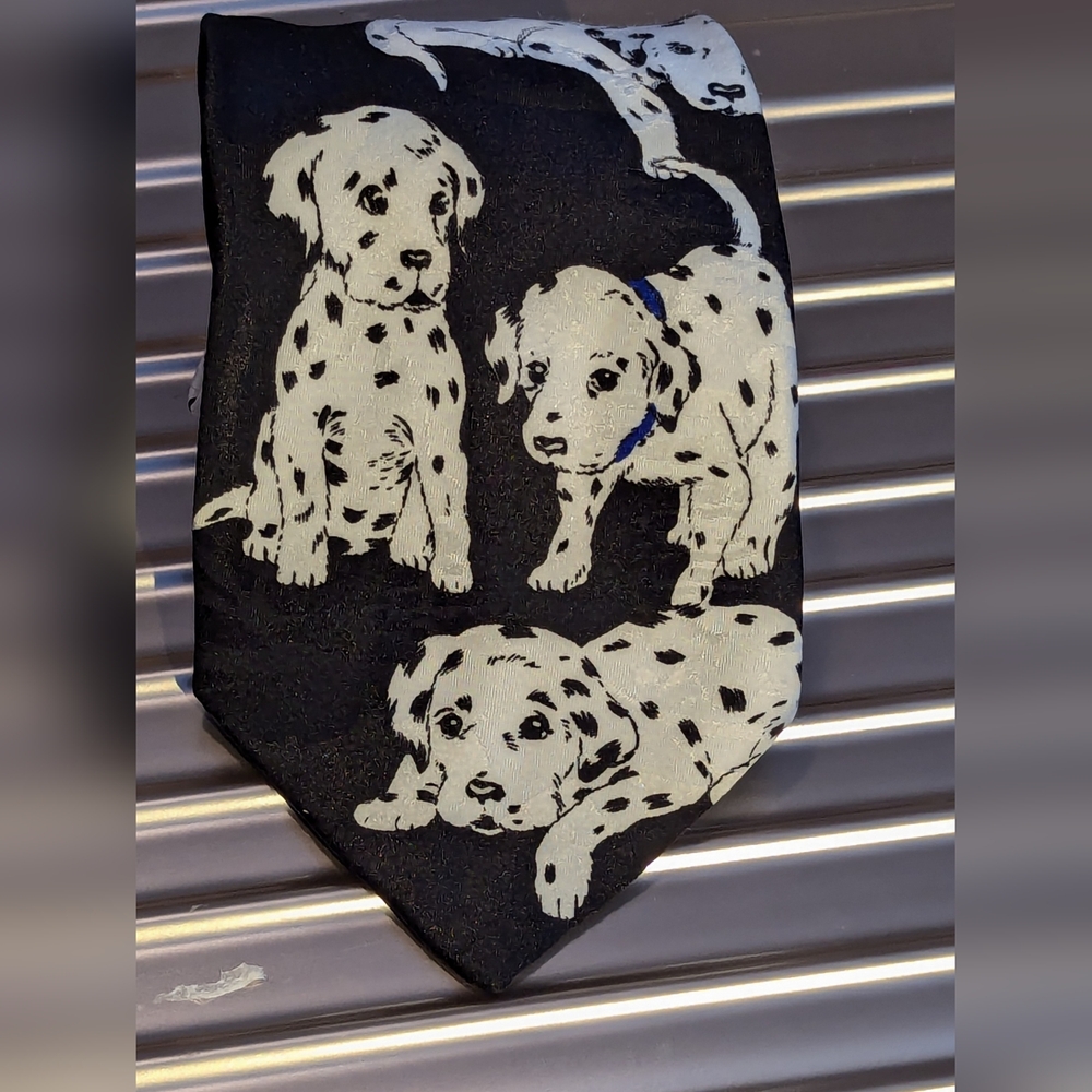 🖤 🤍 Fratelli Dalmatian Print Tie Polyester Dog Lovers